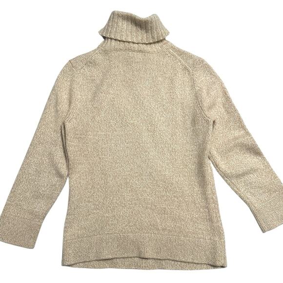 Express Women’s L Beige Turtleneck Sweater Soft Cashmere Cotton Knit Minimalist - Picture 6 of 8